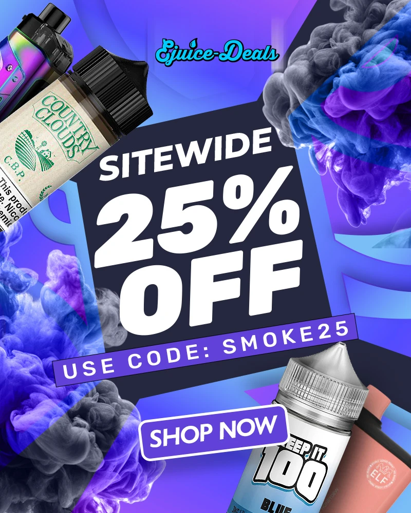 Sitewide 25% off all e-juice with code SMOKE25